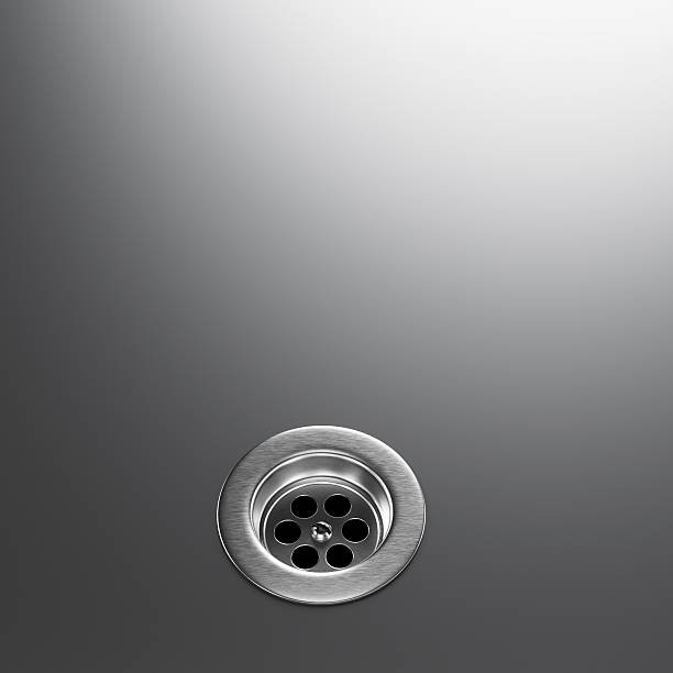 istock Silver Shiny Metal Drainage Kitchen Sink Isolated On Gray Background 3D Illustration 2239902788