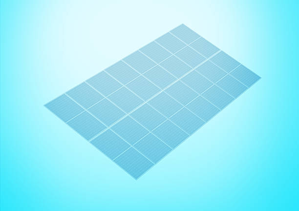 Photovoltaic Solar Panel Or Solar Plate Isolated On Cyan Background 3d Illustration