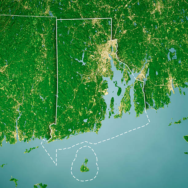istock Rhode Island Satellite Topographic Map 3D Render Color Border 2239903381