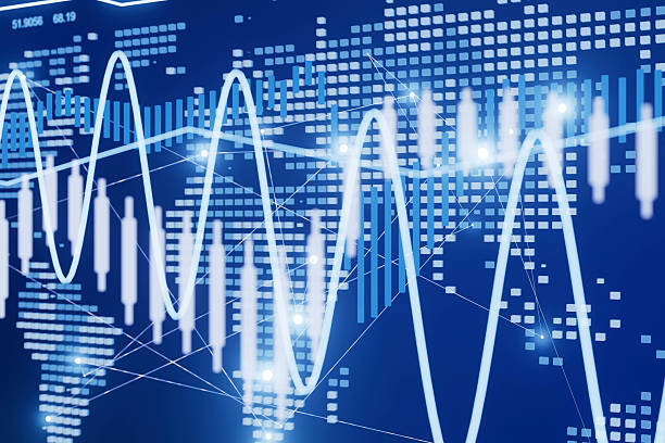 istock Digital stock market graph with candlestick chart and trading indicators. 2239907239
