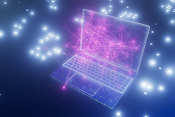 istock A laptop with a purple screen and a keyboard 2239907457