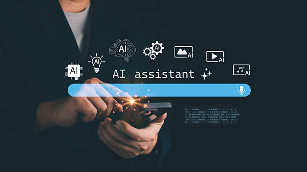 istock Modern concept of AI assistant with business person using smartphone and virtual interface icons. Innovation, artificial intelligence, and digital technology for smart communication 2239909365