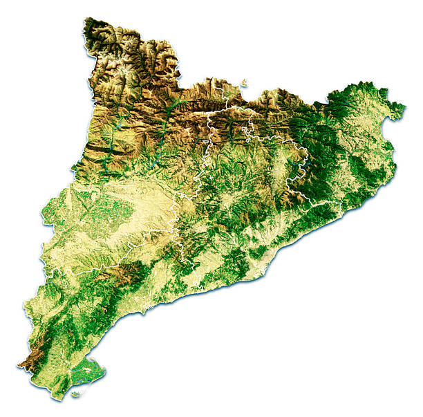 istock Catalonia Satellite Topographic Map 3D Render Isolated Color Border 2239913022