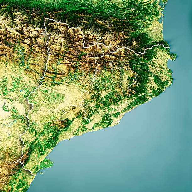 istock Catalonia Satellite Topographic Map 3D Render Color Region Border 2239913051
