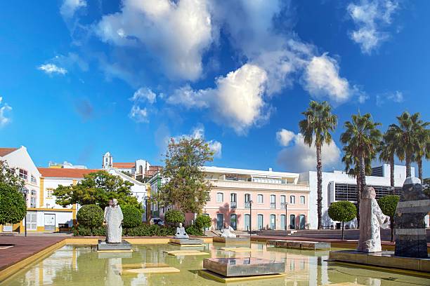 istock Square with statues and fountain in Silves 2239914591