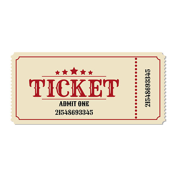 istock Vintage admission ticket with red typography and stars on beige background, 2239927130