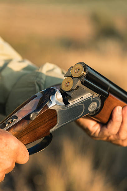 istock Hunter reloading shotgun during sunset hunting expedition 2239928743