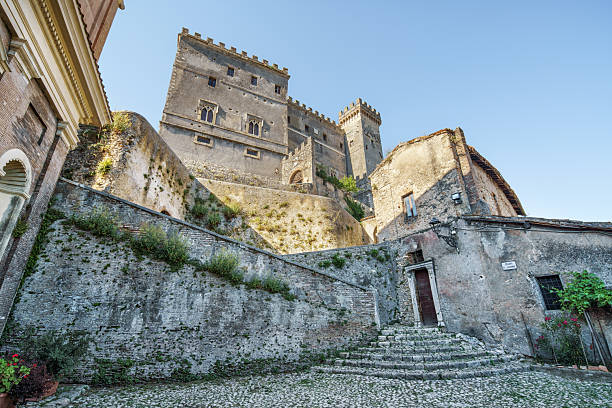 Arsoli , Lazio Italy - June 19, 2022 Medieval city with Castello Massimo and Chiesa del SS. Salvatore, 58 km outside Rome. Metropolitan City of Rome.
