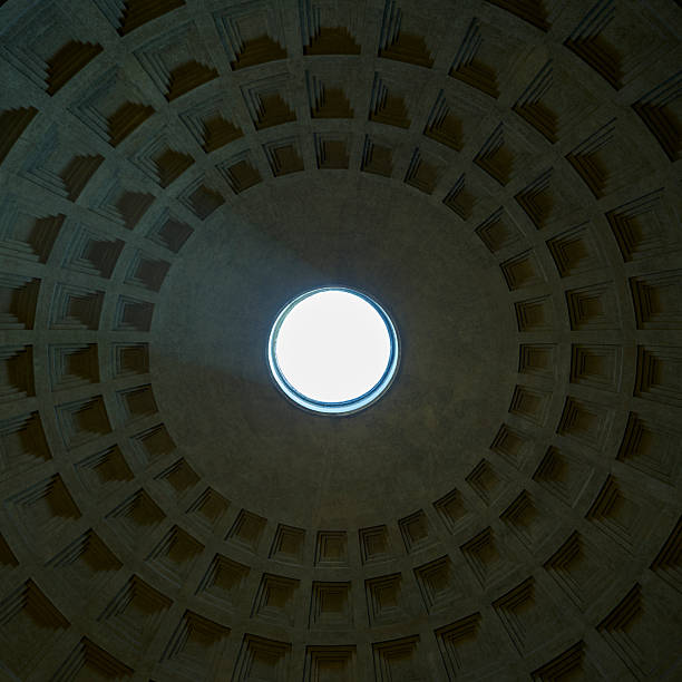 The Pantheon's iconic oculus in Rome, Italy, showcasing its architectural brilliance and symmetry.