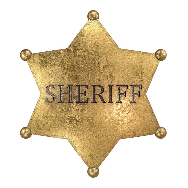 istock Golden sheriff star 3d on transparent background 2239941833