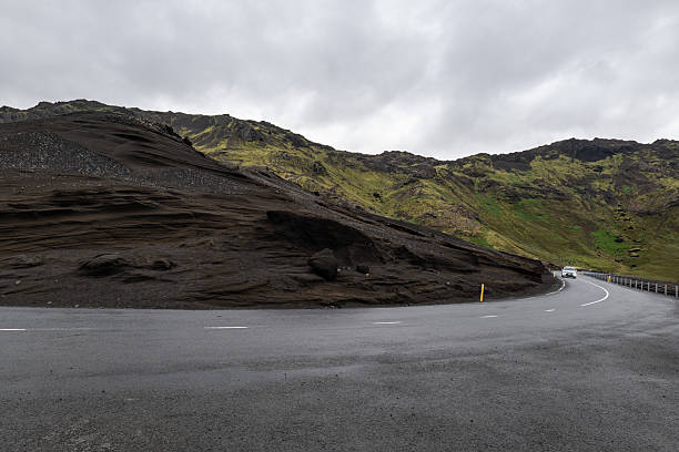 motorway in lava fields of Iceland