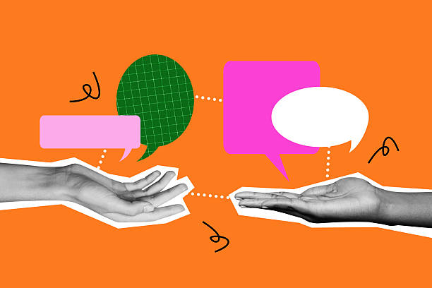 istock 3d pop zine sketch artwork collage of human hand show bubble communication icon message dialogue phrase chatterbox notification 2239947668