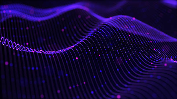istock Purple space. space wavy background. Smooth fluid movement of information. Pink information particles, network security particles Purple wave. Striped scientific, technological. Sci-fi 2239956202