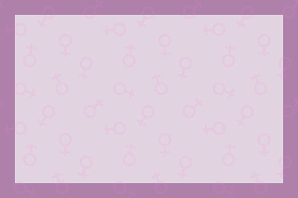 Horizontal poster with Female Symbol Pattern Horizontal vector poster with a purple background and a repeating female gender symbol pattern. Minimal modern layout with empty space for text, quote, or custom design. symbol for domestic violence backgrounds stock illustrations