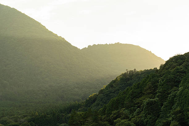 A photo of mountains and a ray of sunlight