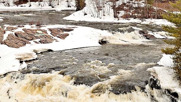 istock Shawinigan river in early spring with cataract and ice melting 2239961932