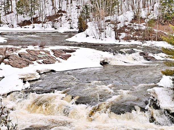 istock Shawinigan river in early spring with cataract and ice melting 2239961939
