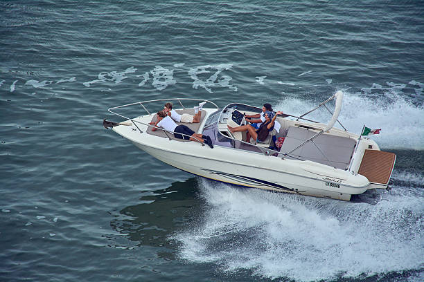 Luxury motor boat.Isolated over white background