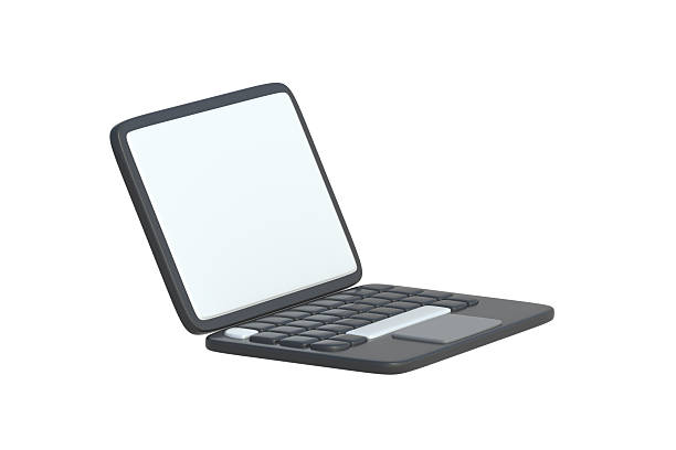 Portable laptop isolated on white background. Digital notebook with blank screen. Electronic gadget. 3d render