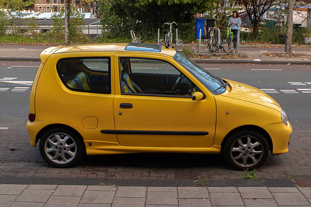 Yellow Fiat Seicento Car At Amsterdam The Netherlands 23-9-2025