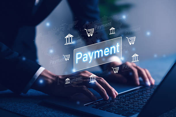 istock Payment. Hands typing on laptop with online transactions, e-commerce checkout, and digital banking systems. 2239967371