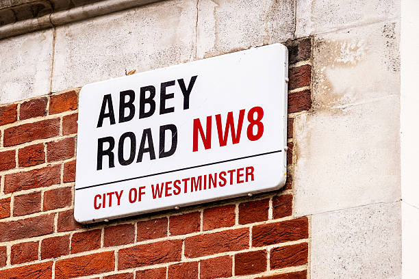 London, UK - Close up of a street sign for Abbey Road in London.