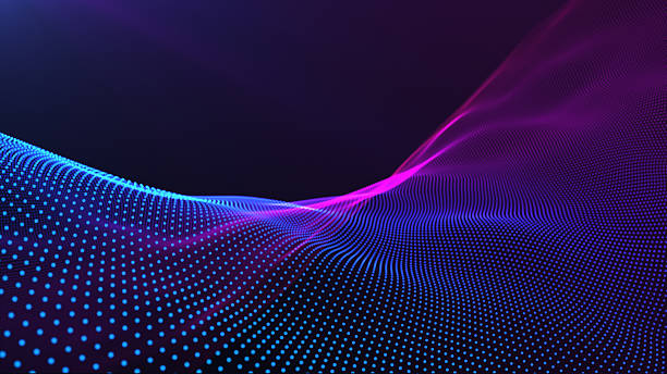 istock Abstract wavy. Blurred gradient waves. Purple glowing energy bright particles light lines and waves background. 4k, 2239973446