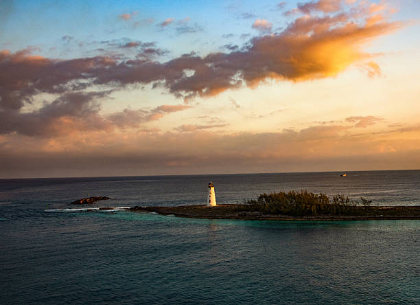 Morning's first light hits the Lighthouse at Nassau, Bahamas