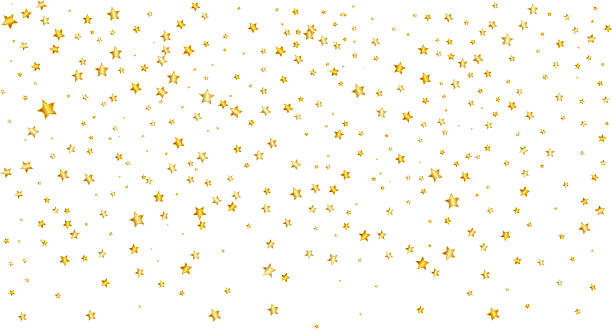 istock Golden stars background pattern with white space. Shiny gold star confetti border frame for Christmas banner, New Year or celebration design 2240000450
