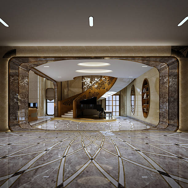 istock 3D Render of Luxury Hotel Lobby and Reception 2240002493