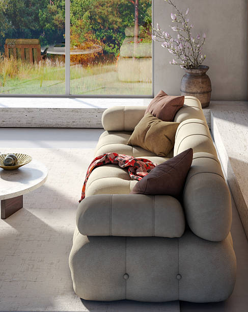 istock Large luxury modern bright interiors Living room mockup illustration 3D rendering image 2240010560