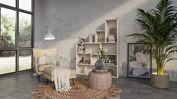 istock Large luxury modern bright interiors Living room mockup illustration 3D rendering image 2240010694