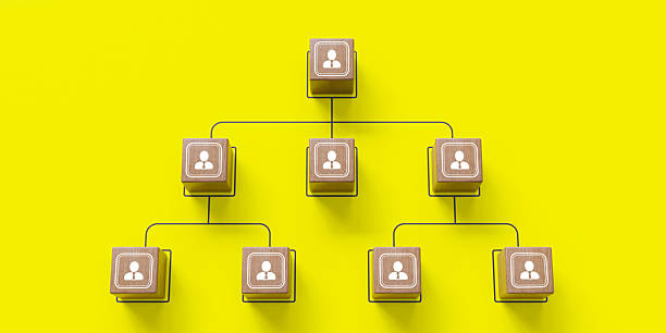 istock Organizational chart with human icons showing connections and linkages, representing customer-focused target groups, 2240024246