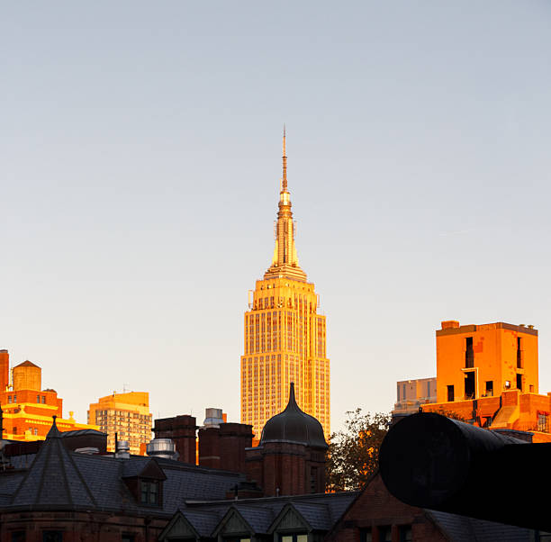 The Apartment and office buildings and Empire State Building as seen from the elevated HJigh Line linear park in Chelsea, Manhattan, New York City, USA