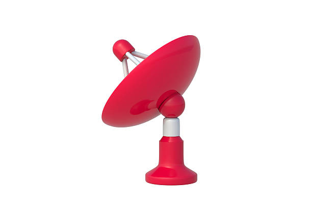 istock Red radar antenna isolated on white background. Satellite dish. Equipment for observatory. 3d render 2240025453