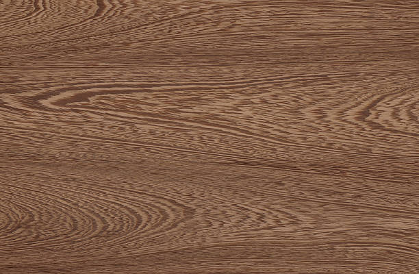 istock Brown Grained Wooden Pattern, Oak Timber Desk striped surface with knots 2240026594