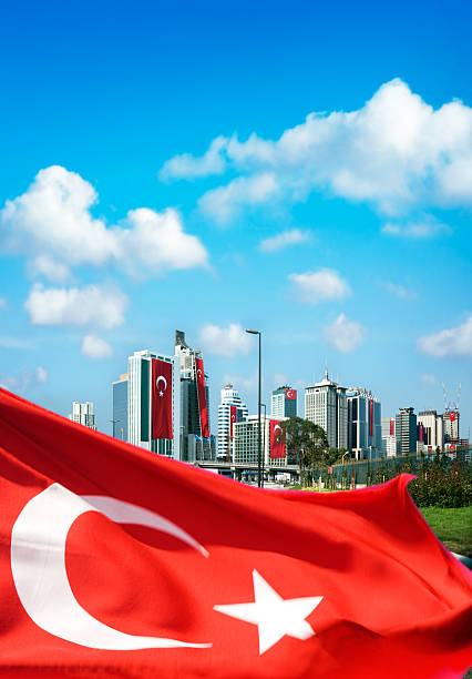 European side of Istanbul city view over sunny blue sky