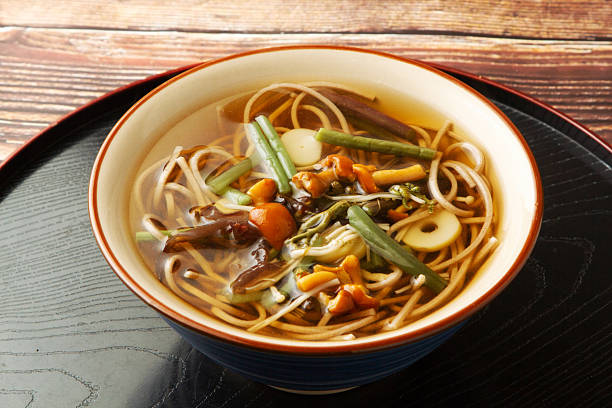istock Soba noodles with wild vegetables 2240030573
