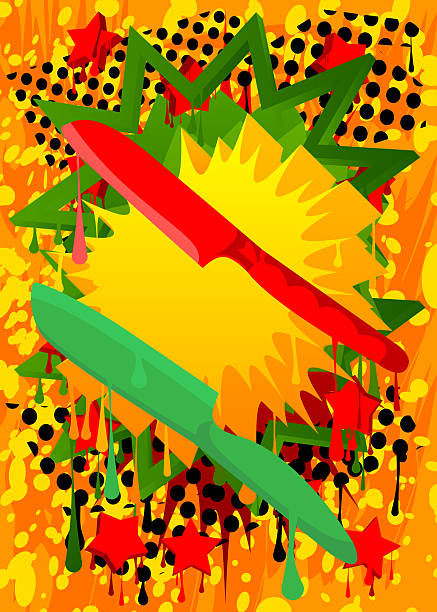 istock Kitchen Knife graffiti. Abstract modern street art decoration performed in urban painting style. 2240031311