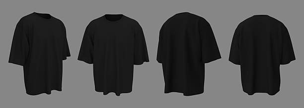 istock Blank oversized short sleeve t-shirt mockup in front, side, and back view, 3D render 2240046087