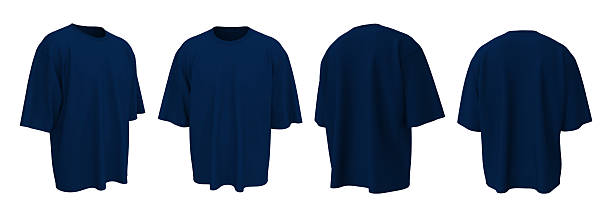 istock Blank oversized short sleeve t-shirt mockup in front, side, and back view, 3D render 2240046135