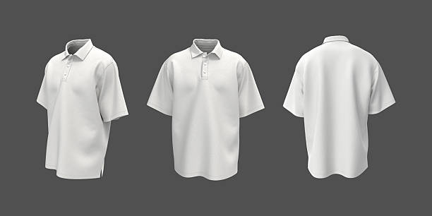 istock Oversized men’s short sleeve polo shirt mockup. 3D render in front, side and back views, realistic template 2240046192