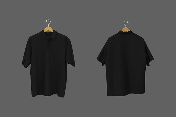 istock 3D rendering of an oversized short sleeve polo shirt mockup for men. Realistic fabric texture, front and back view on hanger 2240046848
