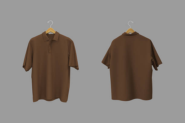 istock 3D rendering of an oversized short sleeve polo shirt mockup for men. Realistic fabric texture, front and back view on hanger 2240046879