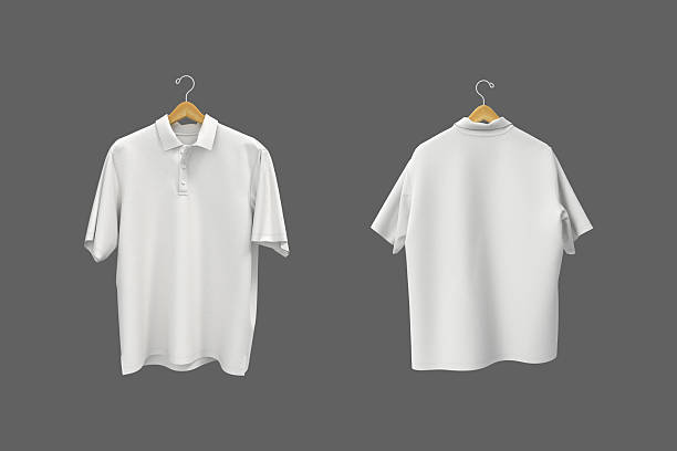 istock 3D rendering of an oversized short sleeve polo shirt mockup for men. Realistic fabric texture, front and back view on hanger 2240046883