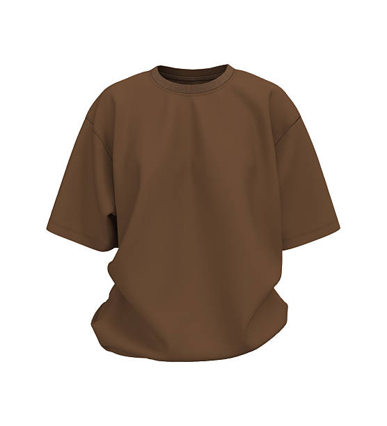 istock 3D rendering of a brown oversized men’s short sleeve t-shirt mockup in front view 2240047059