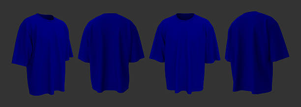 istock Blank oversized short sleeve t-shirt mockup in front, side, and back view, 3D render 2240047405