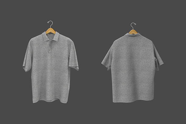 istock 3D rendering of an oversized short sleeve polo shirt mockup for men. Realistic fabric texture, front and back view on hanger 2240047508