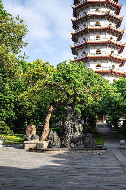 istock A Serene Courtyard Scene Featuring an Ancient Pagoda and Lush Green Trees 2240055286