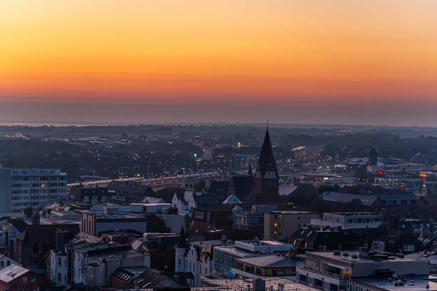 istock The skyline is bathed in deep orange light at sunset. 2240061545